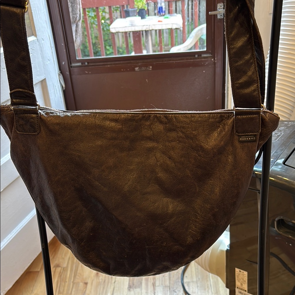 RUDSAK Chocolate Brown Messenger Bag with Suede Finish